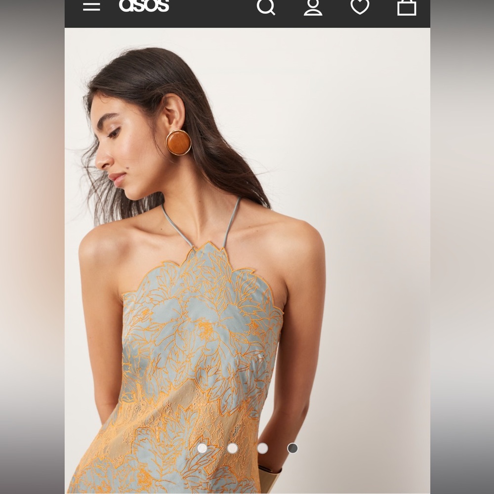 ASOS embroidered halter neck midi dress